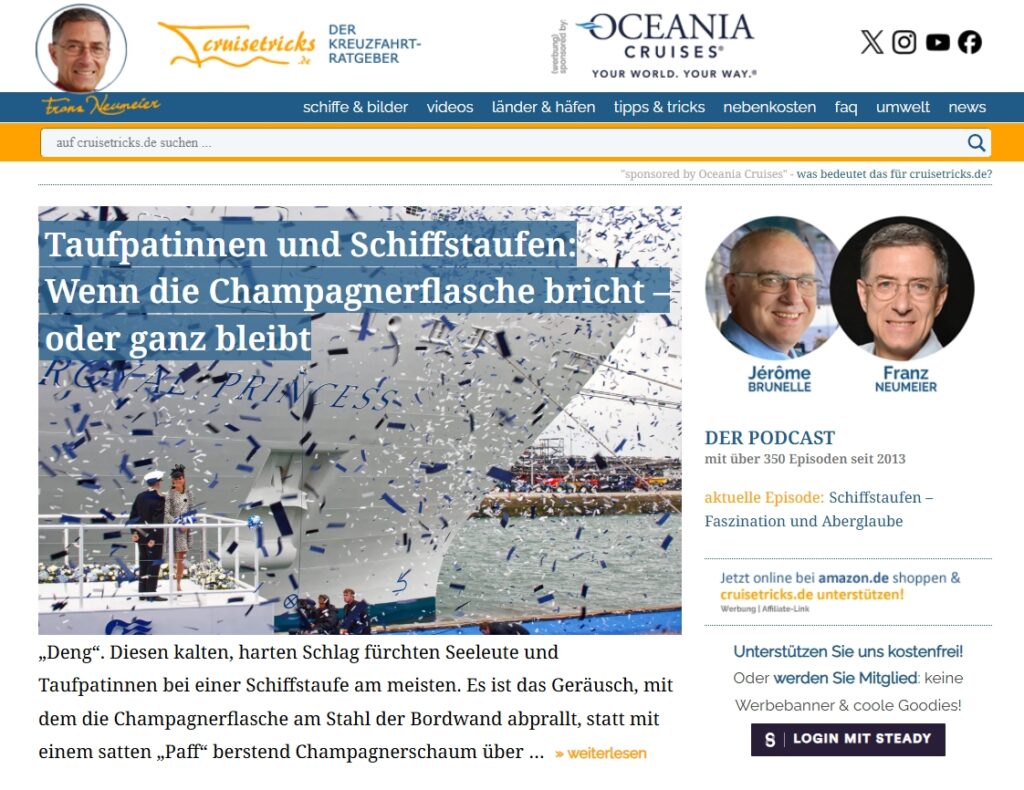 1. 2026 Reiseblog Kreuzfahrtblog Cruisetricks Reiseblogger Franz Neumeier