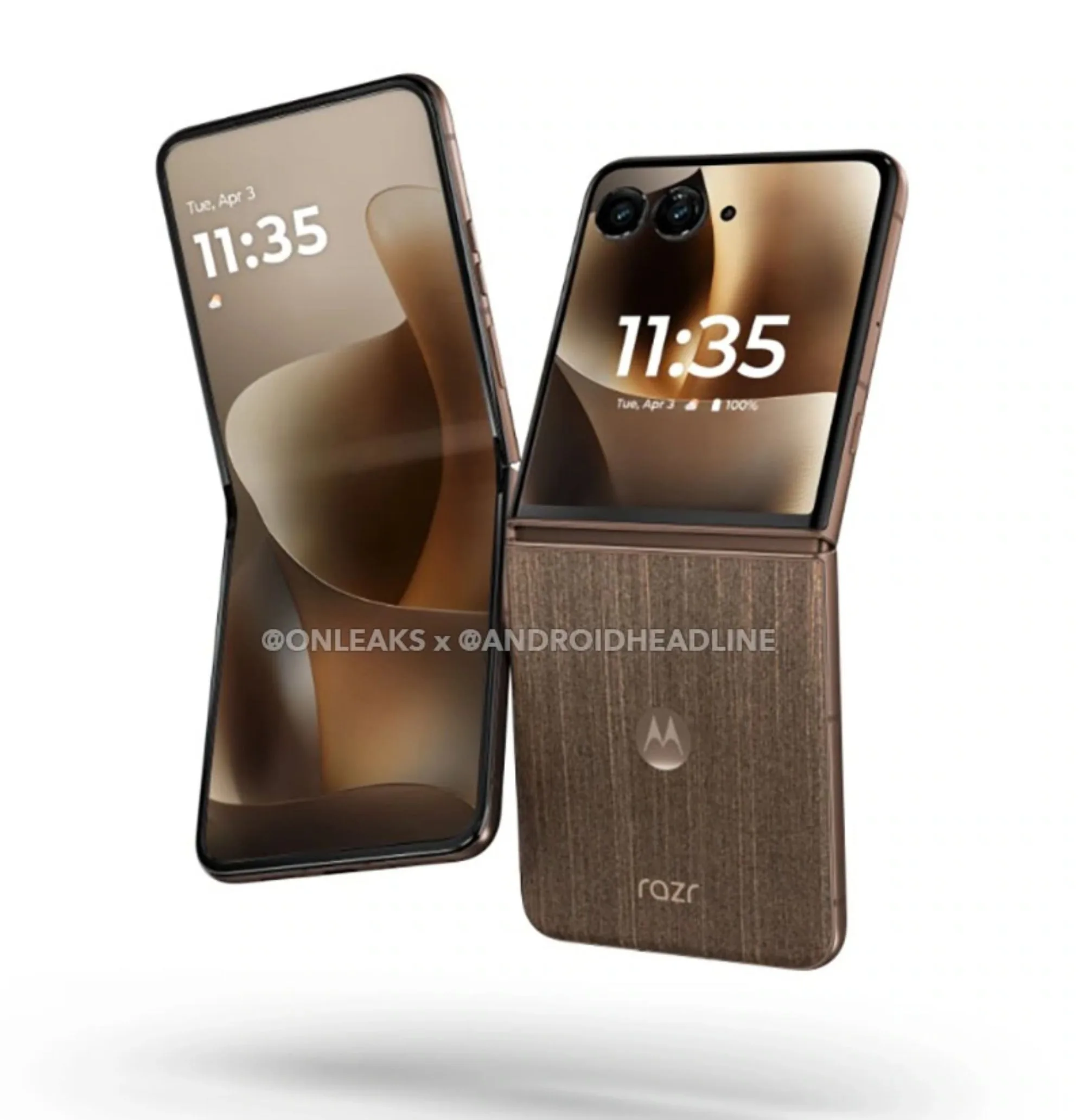 Moto Razr 70 Ultra Cocoa Wood leak.