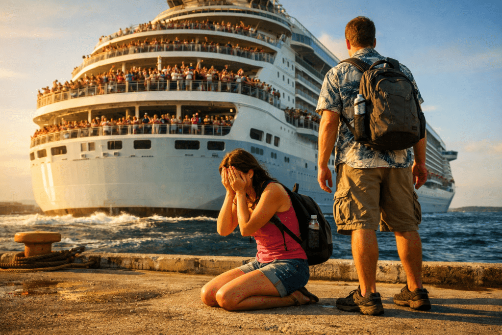 Kreuzfahrtschiff verpasst Notfall Pier Runner