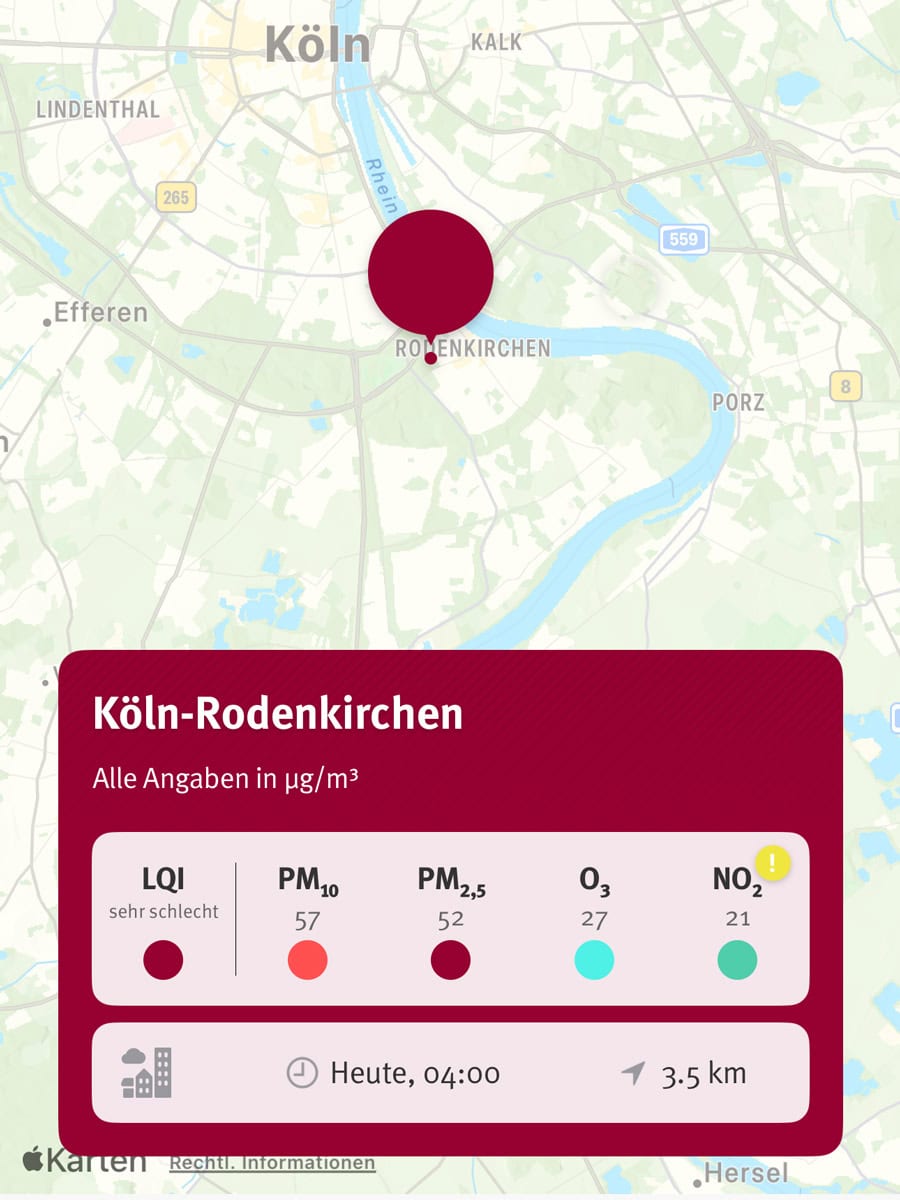 Feinstaubwerte UBA App