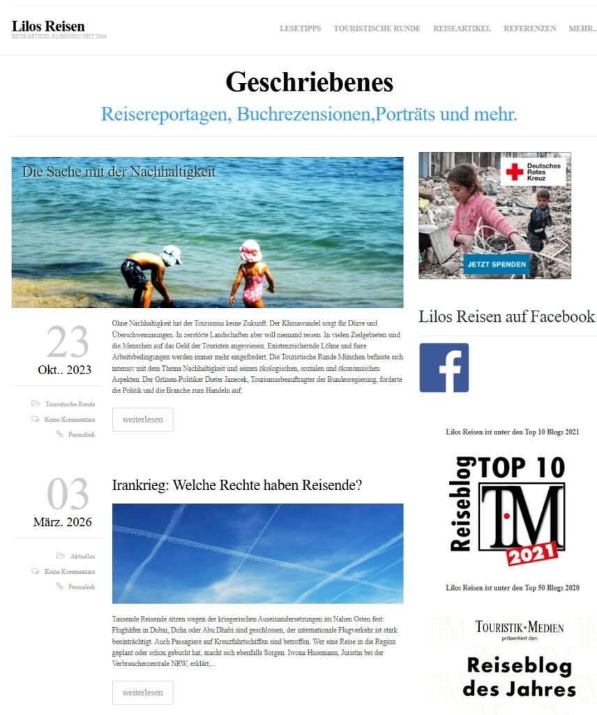 5. 2026 Reiseblog Lilos Reisen Reisebloggerin Reisejournalistin Lilo Solcher