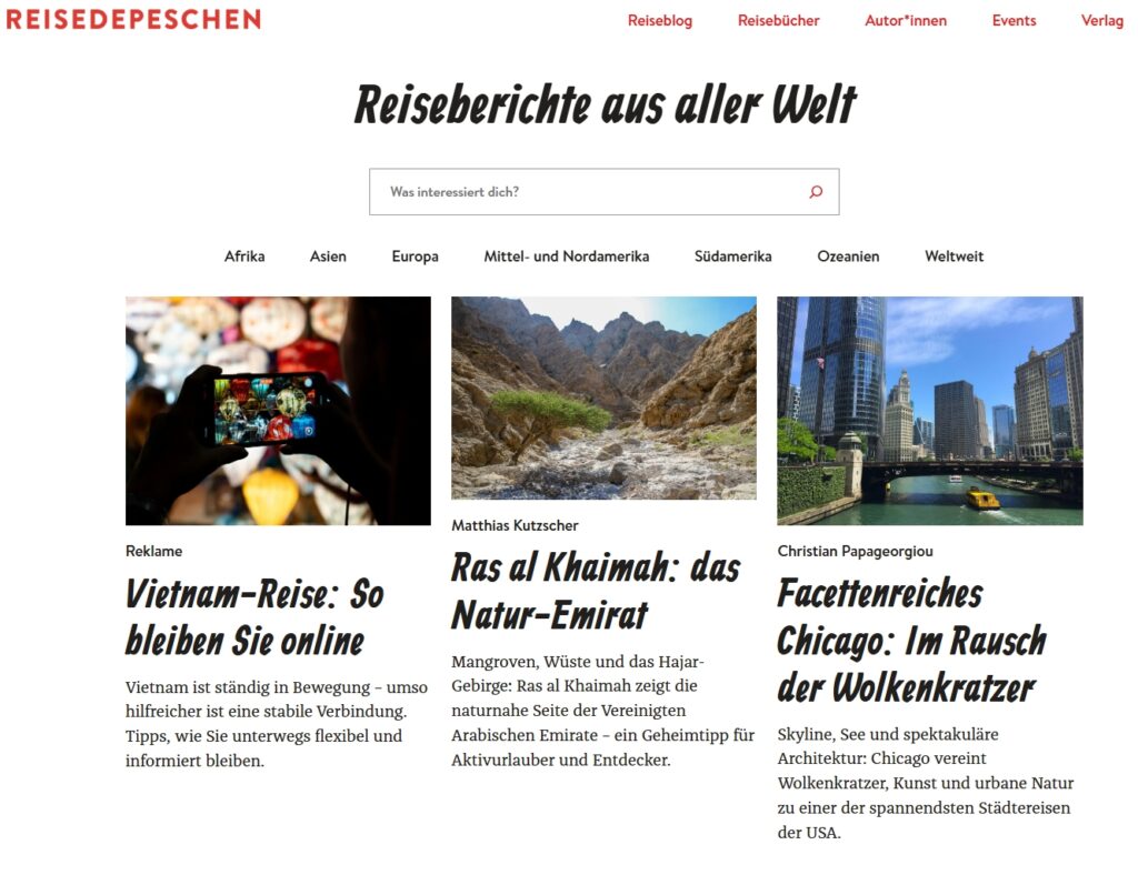 8. 2026 Reiseblog Reisedepeschen Reiseblogger Johannes Klaus