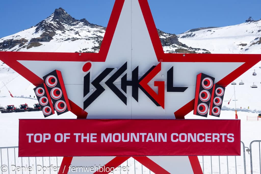 ISCHGL Top of the Mountain Concerts Logo als roter Stern auf der Idalp beim Saisonfinale 2026