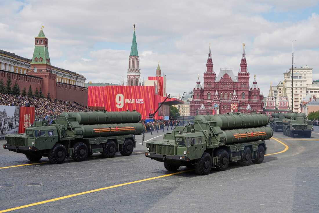 FILE - Russian S-400 anti-aircraft missile system launchers roll during the Victory Day military parade in Moscow, Russia, on May 9, 2025, during celebrations of the 80th anniversary of the Soviet Union's victory over Nazi Germany during the World War II.