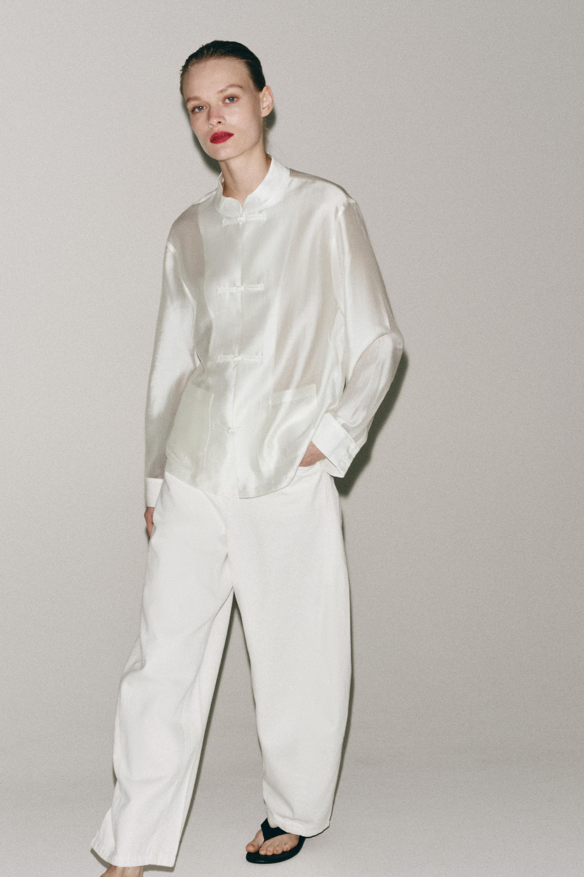 Zara, Satin Effect Fireman Clasp Shirt
