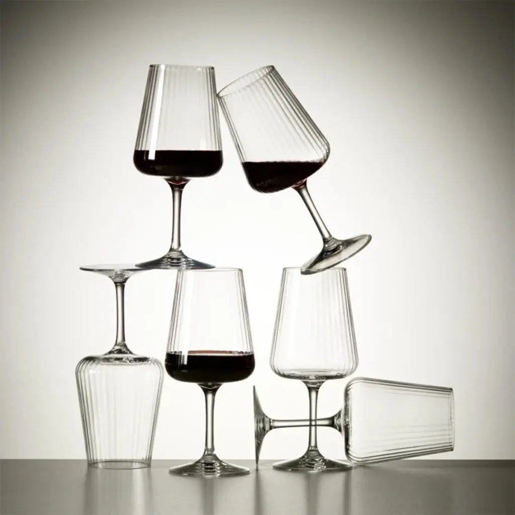 Wine Enthusiast Brilliance! Shatterproof Tritan Fluted Recycled Outdoor Wine Glasses Set of 6 Clear