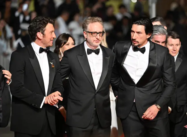 Adam Driver, James Gray and Miles Teller at the premiere for 