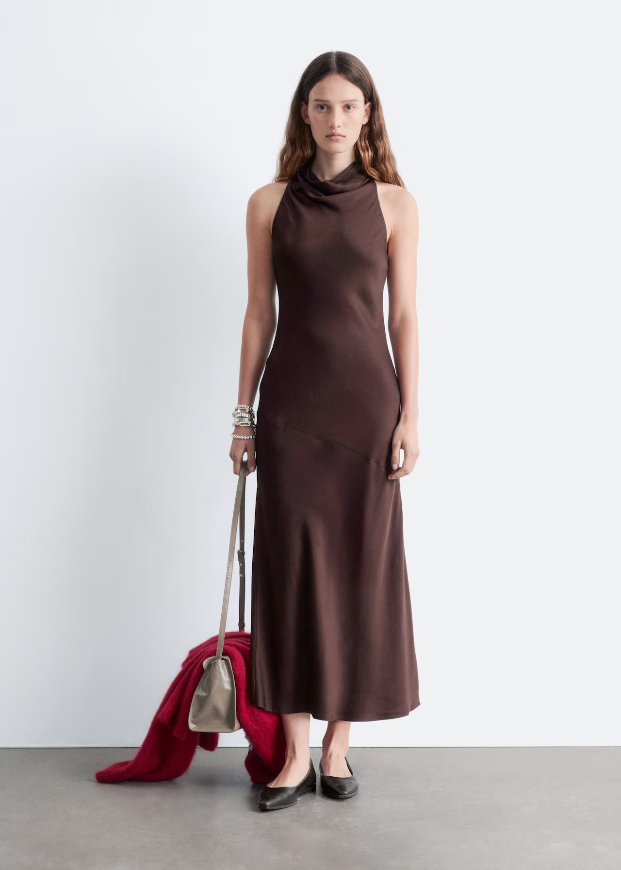 &amp; Other Stories, Cowl-Neck Satin Midi Dress - Dark Brown