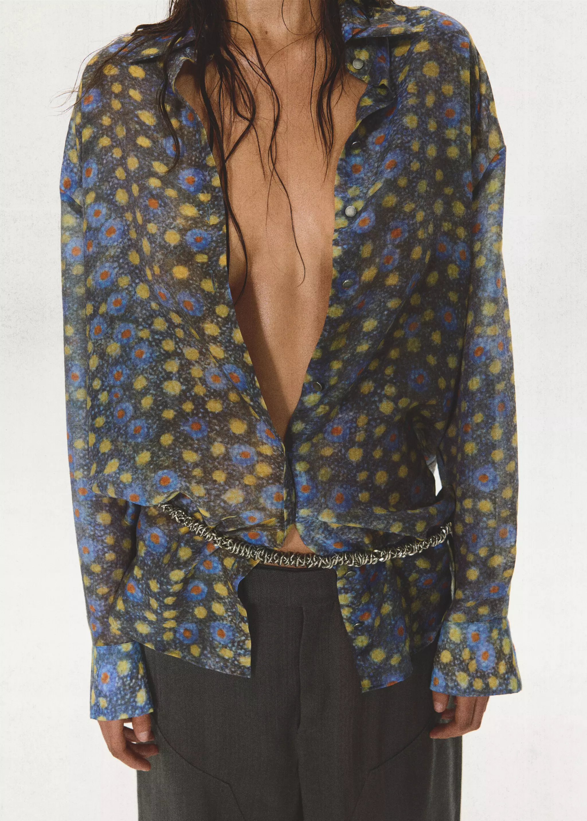 Semi-Sheer Printed Shirt - Women | Mango Usa