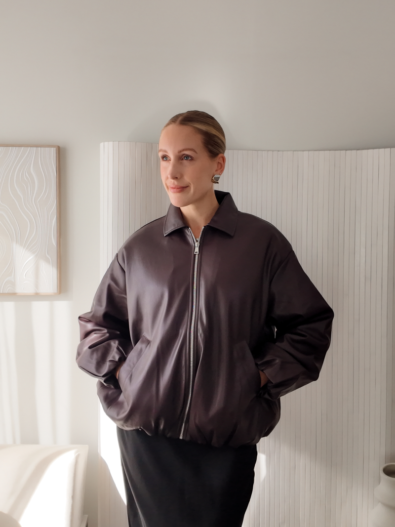 faux leather bomber jacket very