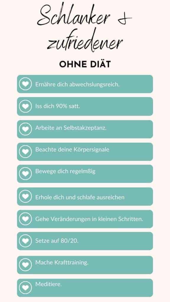 Diese Gewohnheiten machen schlanker und zufriedener - ganz ohne Diät. Erreiche jetzt deinen Wohlfühlkörper und lerne die wichtigsten Basics rund ums Abnehmen, gesunde Ernährung und Fitness! #abnehmen #wohlfühlkörper #gesundheit #gewohnheiten #schlank