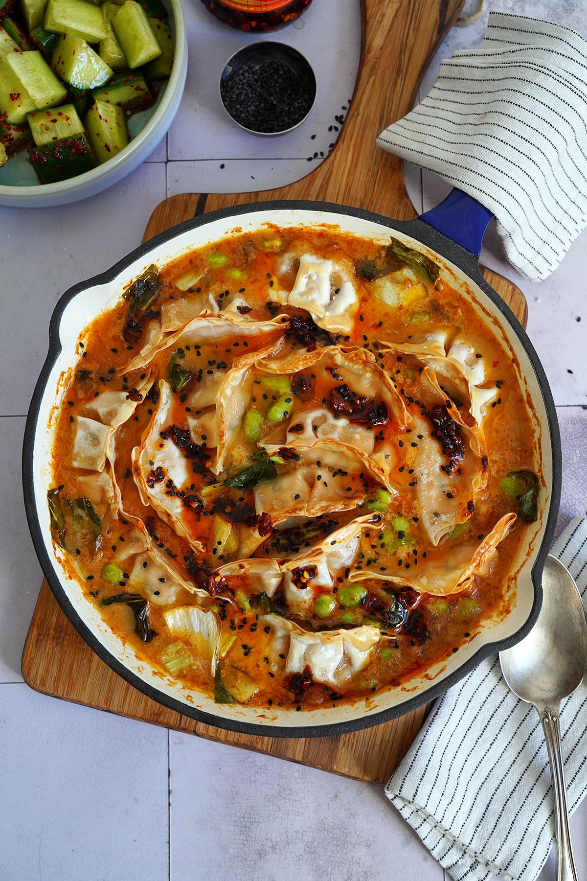 One-Pan Red Curry Oven Dumplings | Bake to the roots