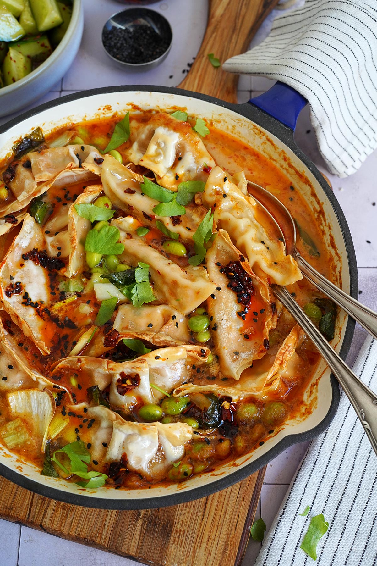 One-Pan Red Curry Oven Dumplings | Bake to the roots