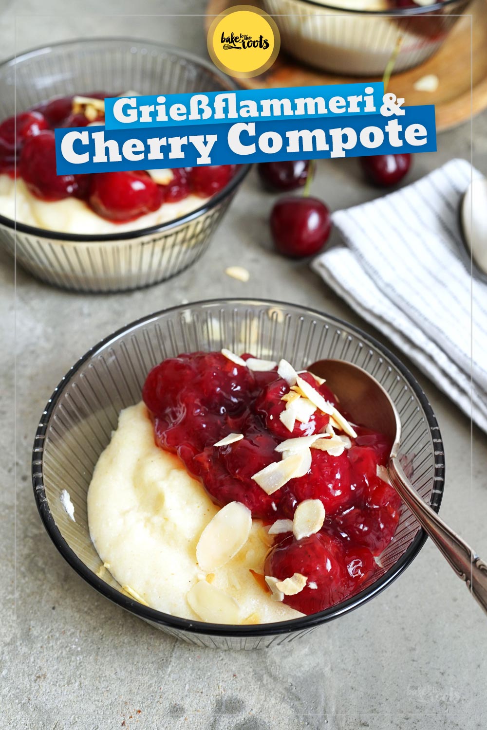 Grießflammeri (Semolina Pudding) with Cherry Compote | Bake to the roots