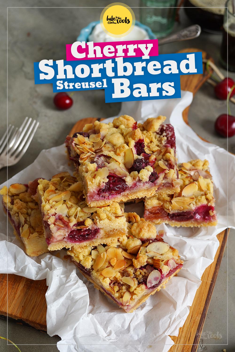 Cherry Marzipan Streusel Shortbread Bars | Bake to the roots