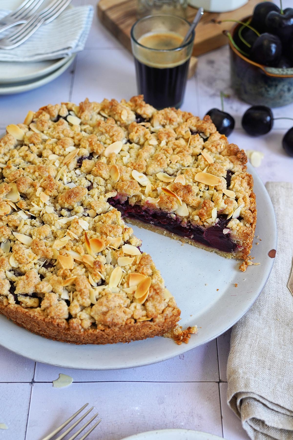 Cherry Almond Streusel Cake | Bake to the roots
