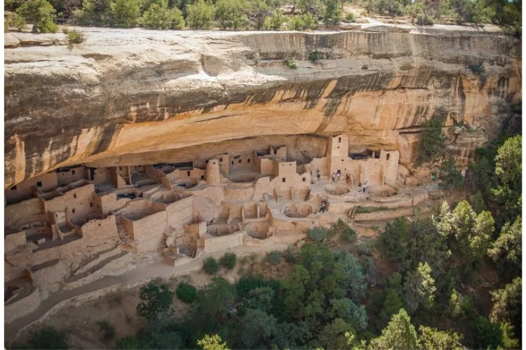 Cliff Palace at Mesa Verde National Park, CO contained 150 rooms and housed a population of approximately 100 people. Photo by Teri K Miller