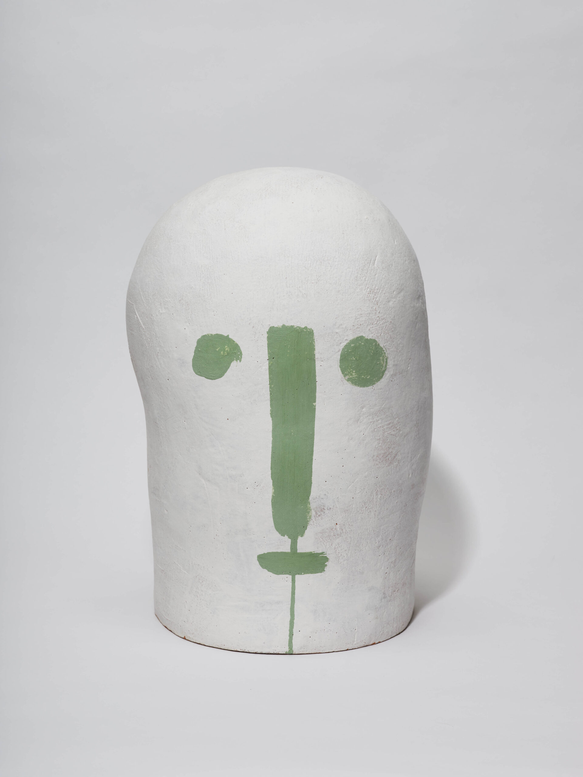Christoph Gerling, Kopf, um 2005, Ton, gekalkt und bemalt, 38,5 cm hoch, Sammlung Kunstvilla, Foto: Kunstvilla/Annette Kradisch