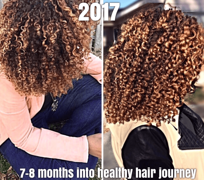 Verna's healthy, defined natural curls after completing her hair journey.