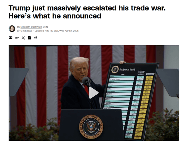 US-Präsident Donald Trump kündigt am 2. April 2025 weitreichende Zölle an