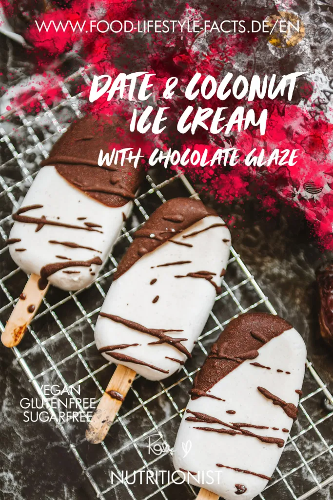 Date & coconut ice cream with chocolate glaze vegan glutenfree sugarfree recipe