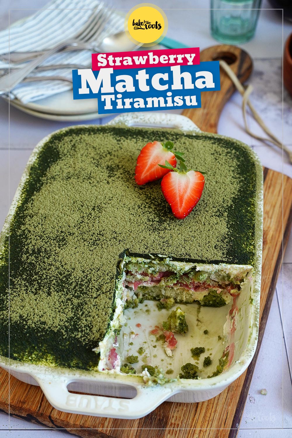 Strawberry Matcha Tiramisu | Bake to the roots