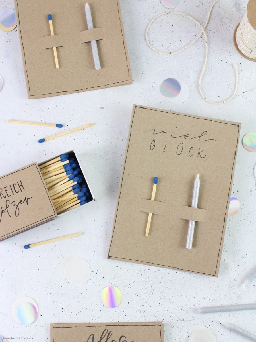 DIY Geburtstagskarte mit Kerze und Streichholz