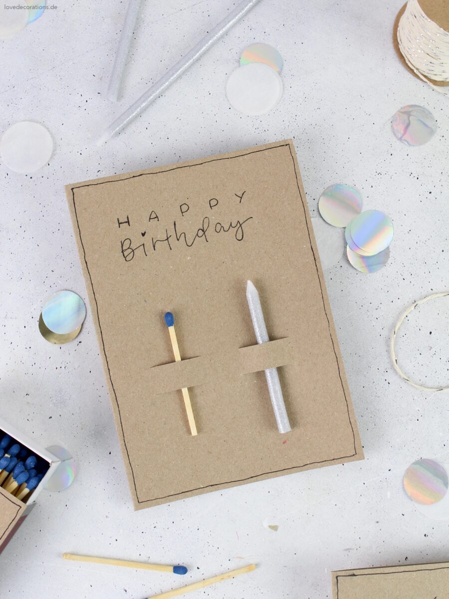 DIY Geburtstagskarte mit Kerze und Streichholz