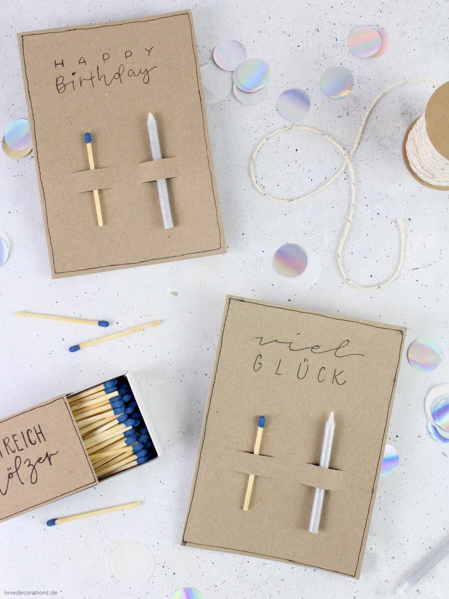 DIY Geburtstagskarte mit Kerze und Streichholz