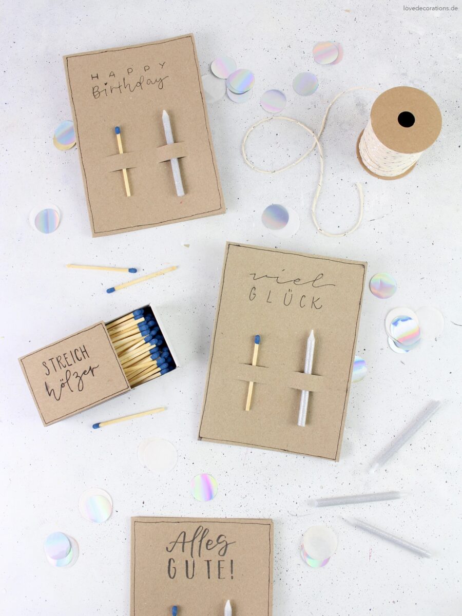 DIY Geburtstagskarte mit Kerze und Streichholz