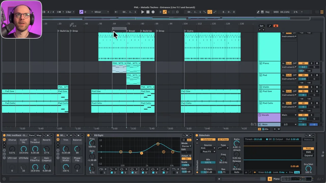 Melodische Techno-Hintergrundebenen in Ableton: Pads, Cello- und Saw-Texturen
