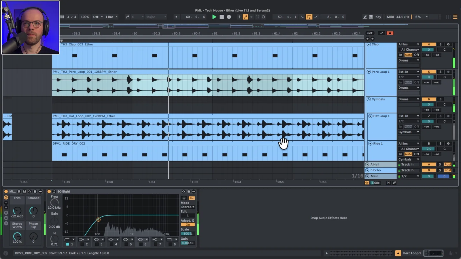 Düstere Tech-House-Drum-and-Hat-Programmierung in Ableton