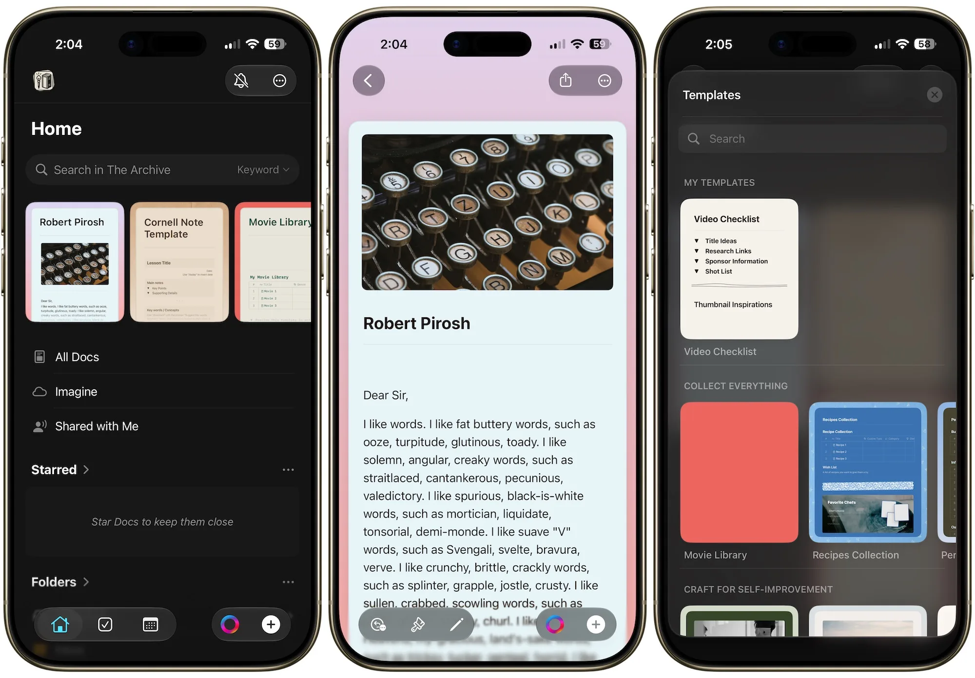 Screenshots der Craft-App