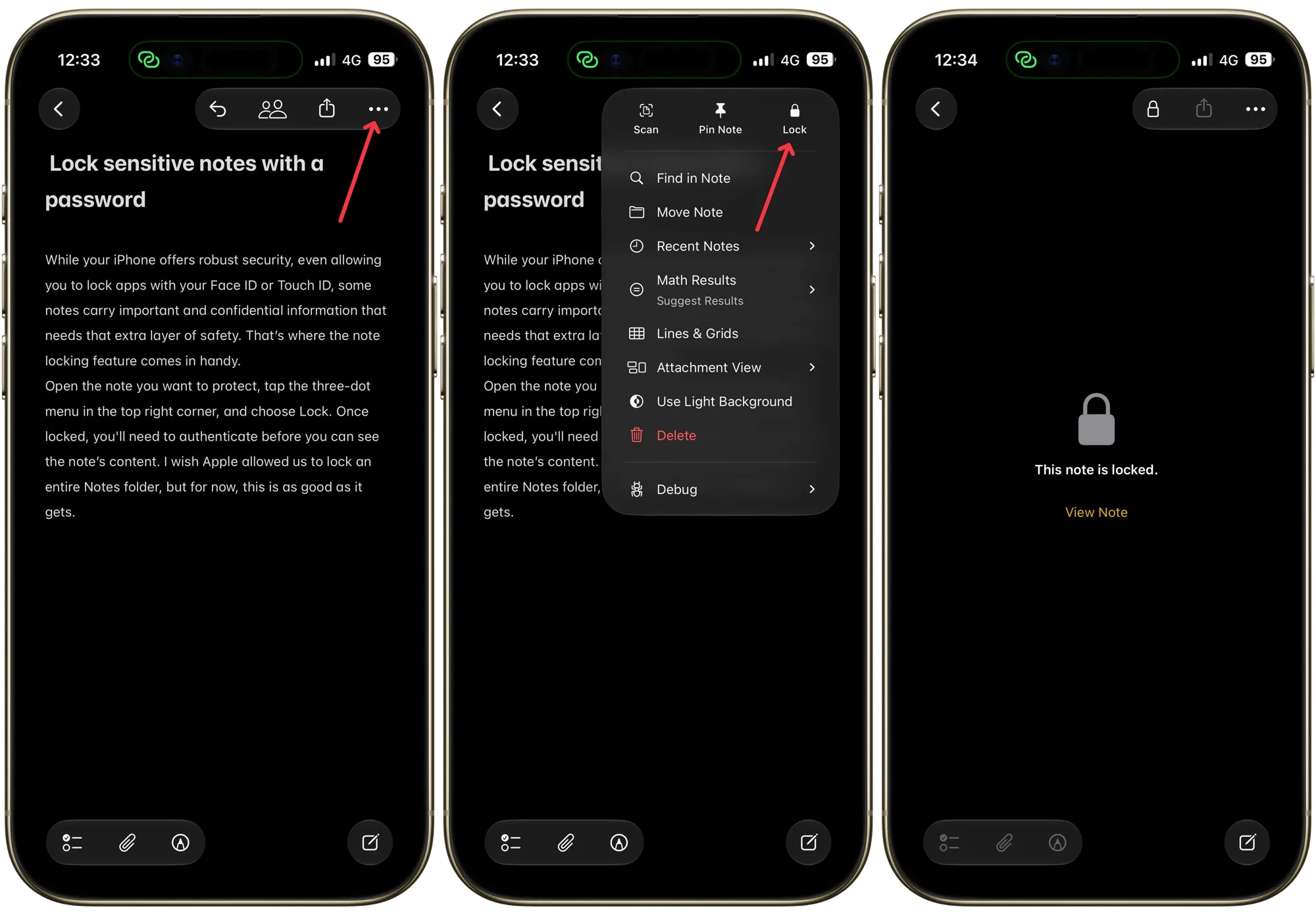 Notizen auf dem iPhone sperren