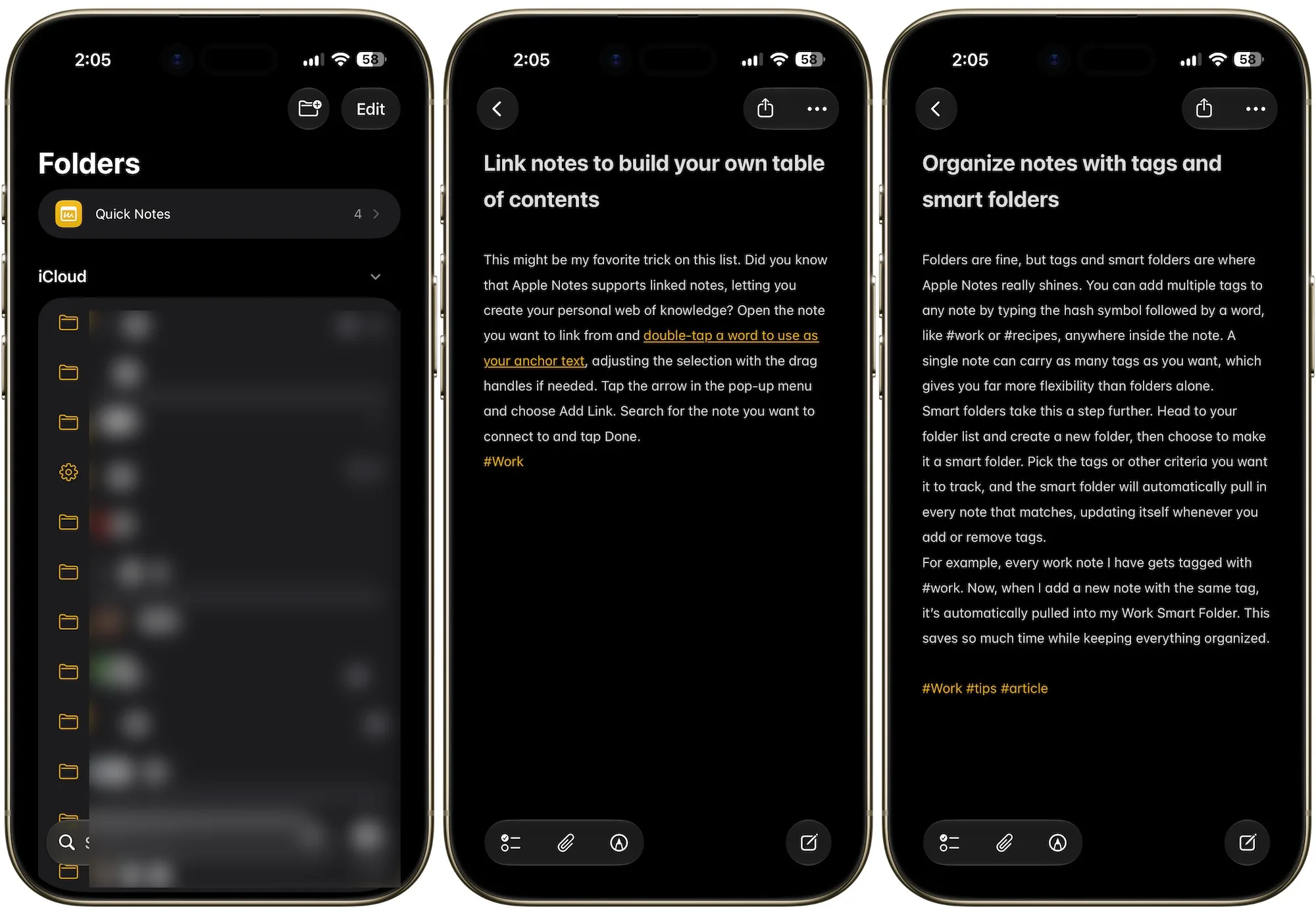 Screenshots der Apple Notes-App