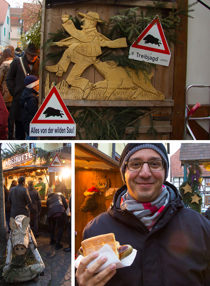 Der Michelstädter Weihnachtsmarkt ist für sein Wildschwein bekannt 