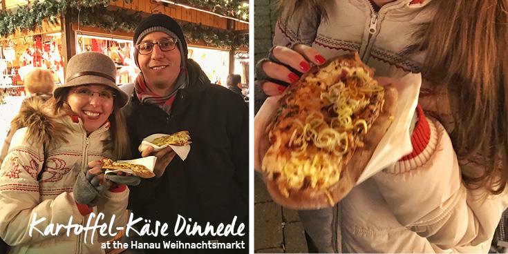 Probieren Sie Kartoffel-Käse Dinnede auf dem Hanauer Weihnachtsmarkt