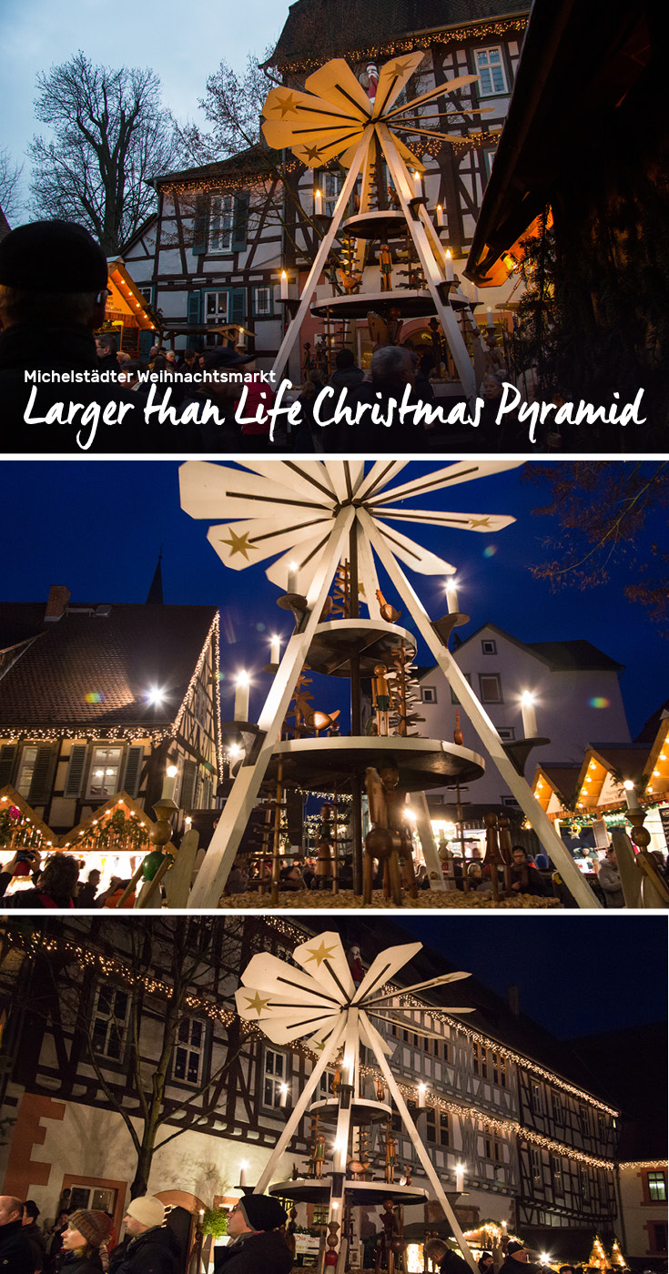 Der Michelstädter Weihnachtsmarkt verfügt über eine überlebensgroße Weihnachtspyramide