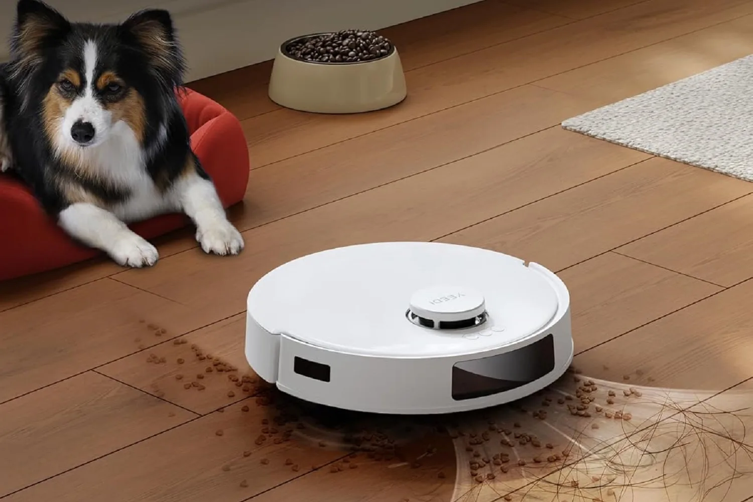 Der Yeedi C12 Saug- und Wischroboter reinigt den Boden.