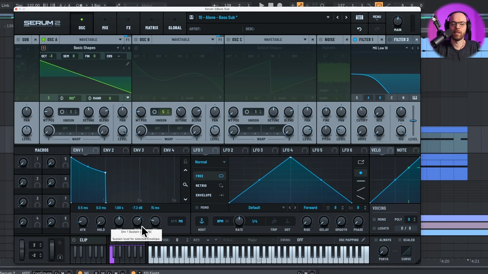 Serum-Subbass-Oszillator-Sektion für melodischen House