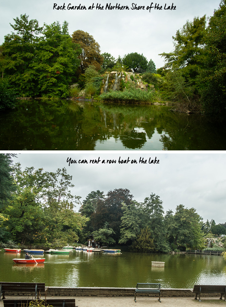 Mit Blick auf den See befindet sich der Wasserfall aus dem nahegelegenen Felsen- und Heidegarten. Sie können auch ein Boot auf dem See im Palmengarten in Frankfurt am Main mieten