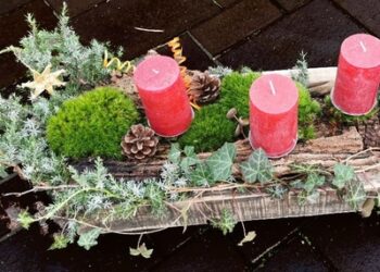 Adventsgesteck mit Naturmaterialien selber basteln